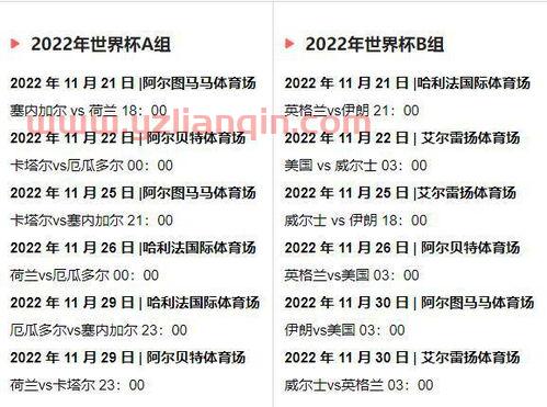 世界杯比赛赛程